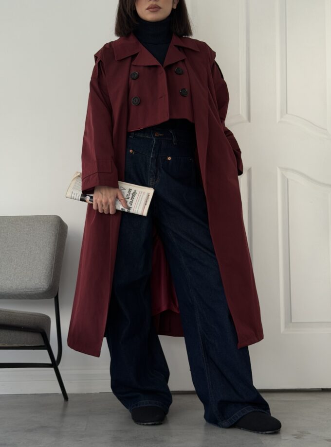 بارونی دو تیکه زرشکی