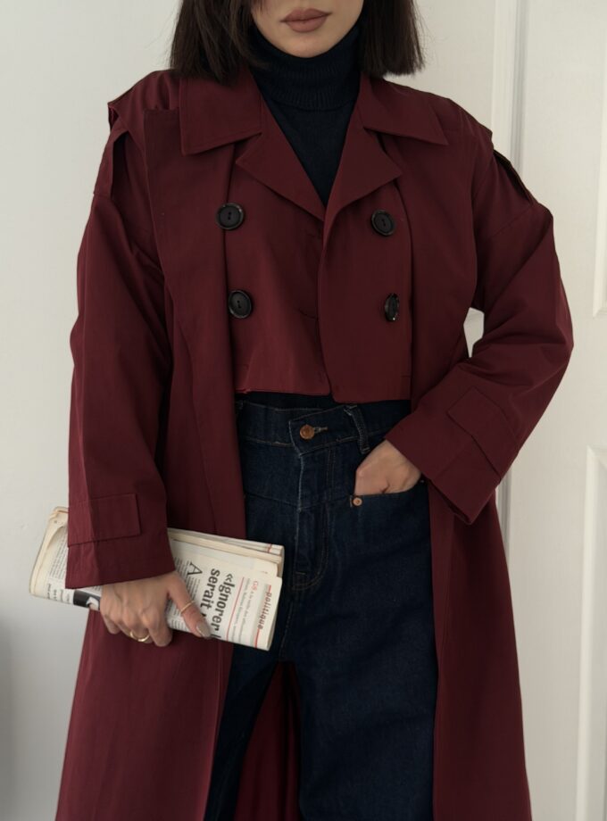 بارونی دو تیکه زرشکی