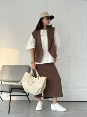 استایل ژیله دامن قهوه ای